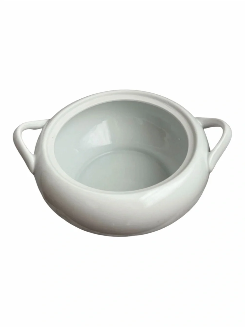 White Covered Porcelain Soup Tureen with Lid and 2 Handles 4 QT 2PC